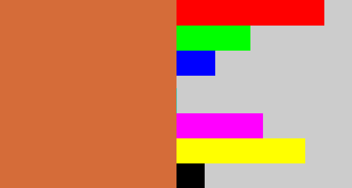 Hex color #d56c39 - terra cotta