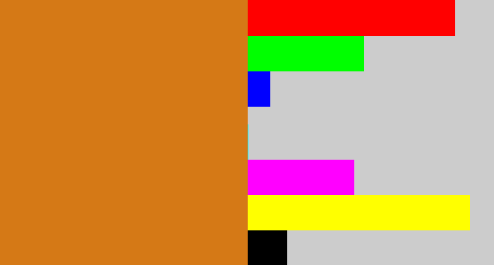 Hex color #d57916 - brownish orange
