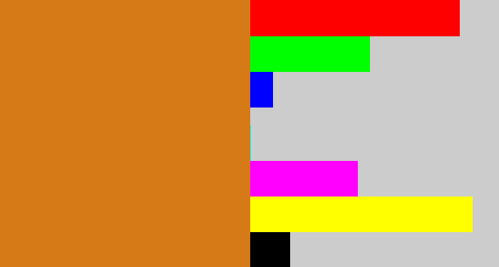 Hex color #d57a17 - brownish orange