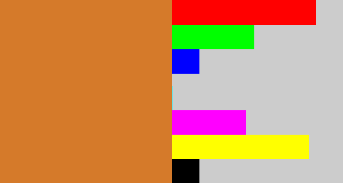 Hex color #d57a2a - brownish orange