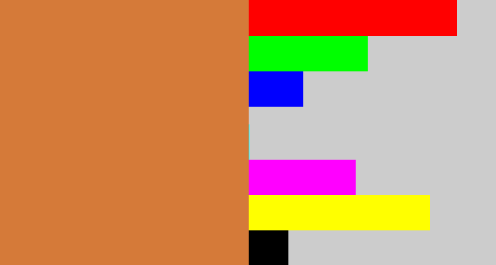 Hex color #d57a39 - dull orange