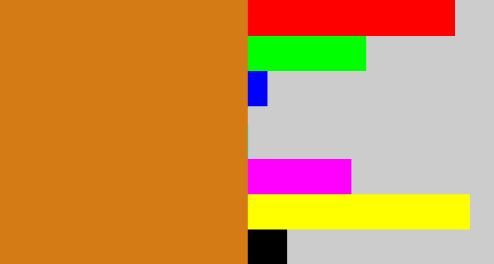 Hex color #d57b15 - brownish orange