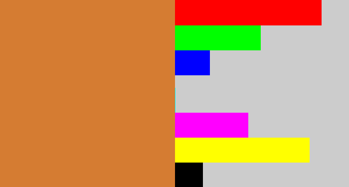 Hex color #d57c32 - dull orange