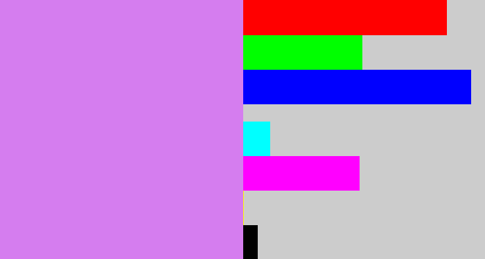 Hex color #d57def - light purple