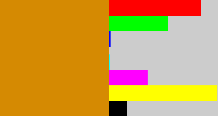 Hex color #d58a02 - yellow ochre