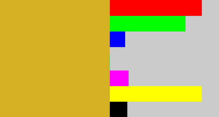 Hex color #d5b023 - gold