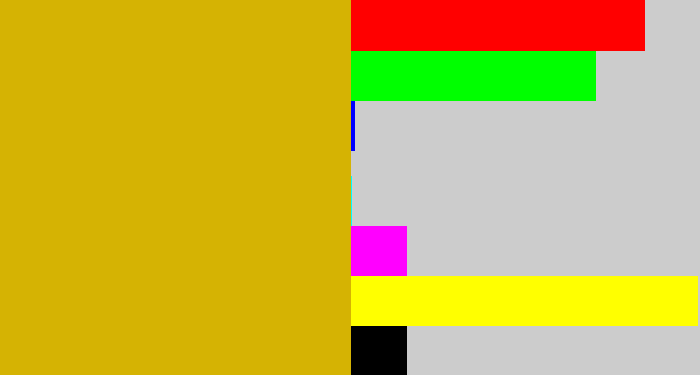 Hex color #d5b303 - mustard