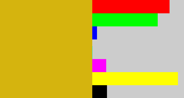 Hex color #d5b40e - dark yellow