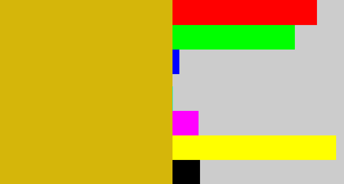 Hex color #d5b60a - dark yellow