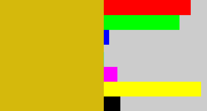 Hex color #d5b90c - dark yellow