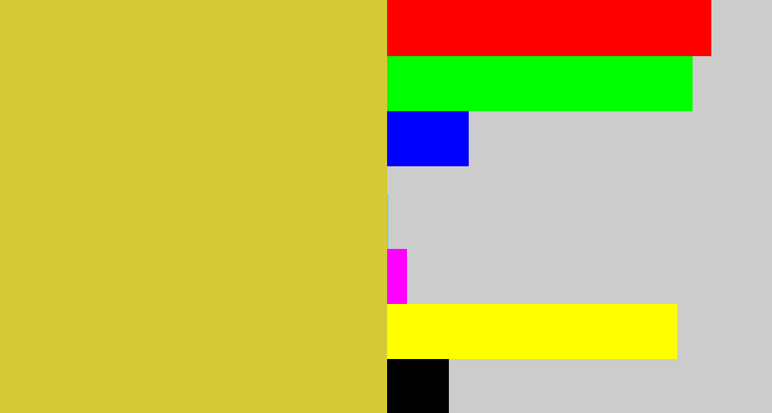 Hex color #d5ca35 - sickly yellow