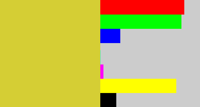 Hex color #d5ce34 - sickly yellow