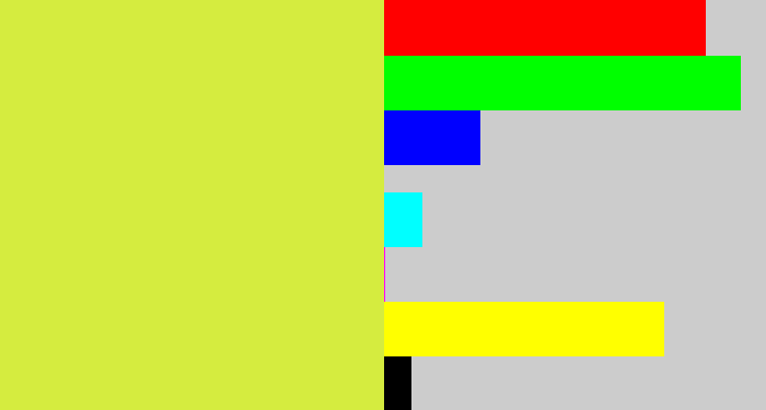 Hex color #d5ec3f - yellow/green