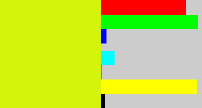 Hex color #d5f40c - neon yellow