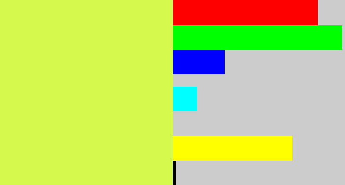 Hex color #d5f94c - yellow/green