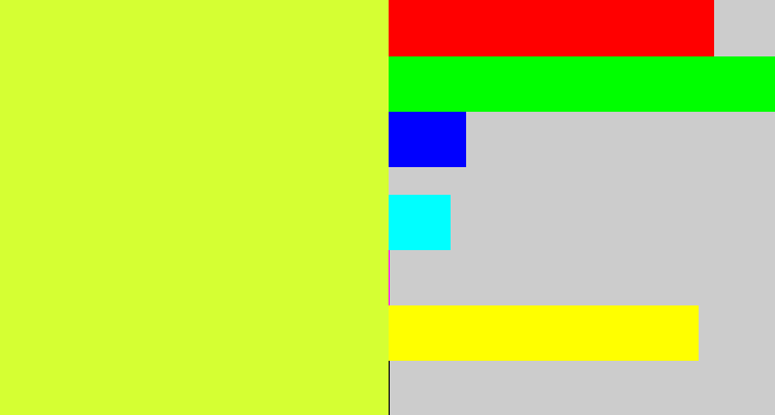 Hex color #d5ff33 - yellow/green