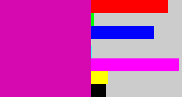 Hex color #d608b0 - hot magenta