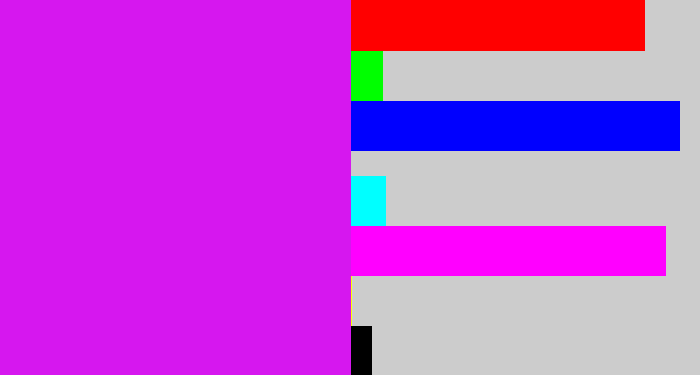 Hex color #d617ef - purple/pink