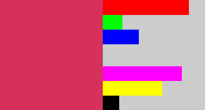 Hex color #d6315a - dark pink