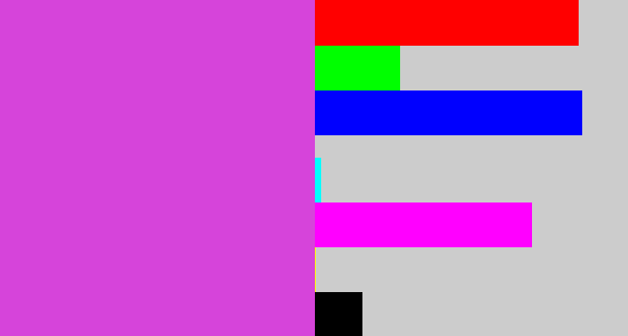 Hex color #d644da - pinkish purple