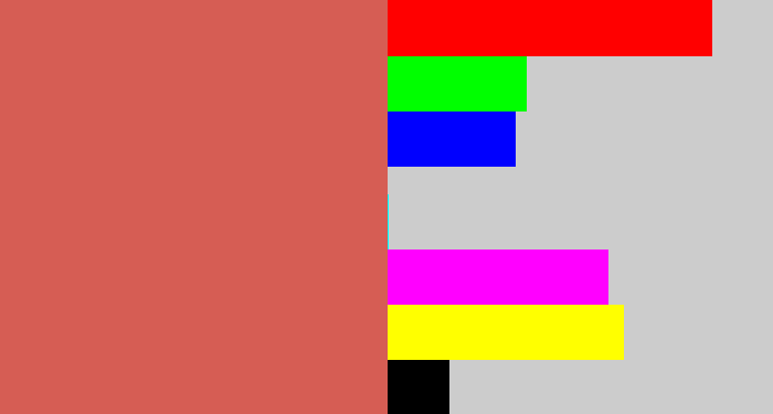 Hex color #d65d54 - pastel red