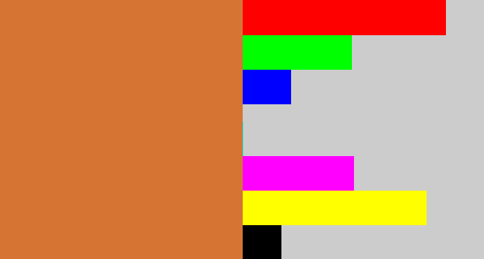 Hex color #d67434 - dull orange