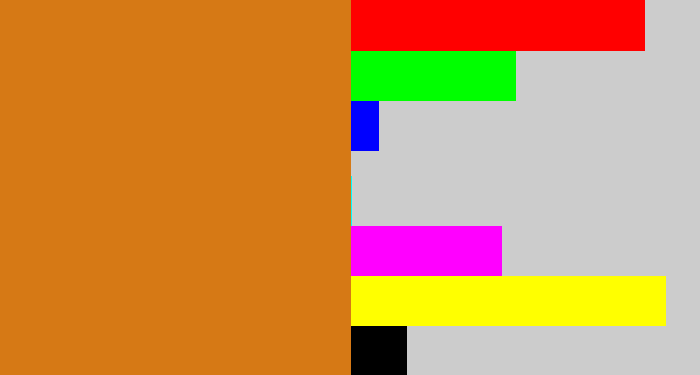 Hex color #d67915 - brownish orange