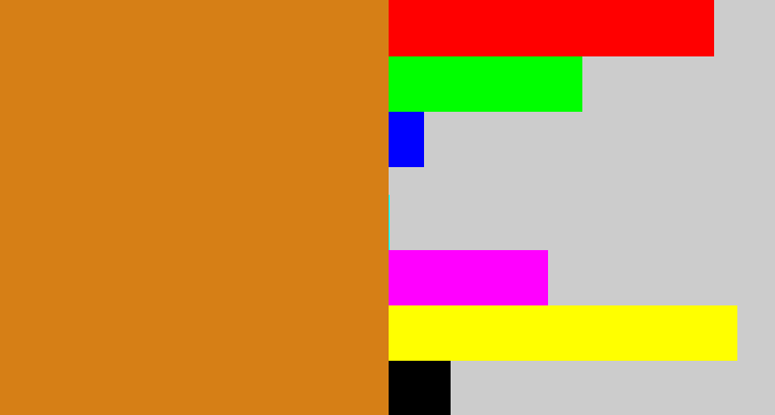 Hex color #d67f16 - brownish orange