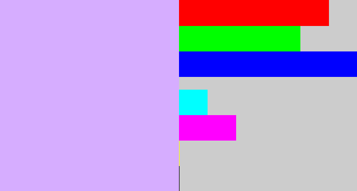 Hex color #d6adff - light violet