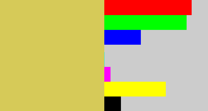 Hex color #d6ca58 - dull yellow