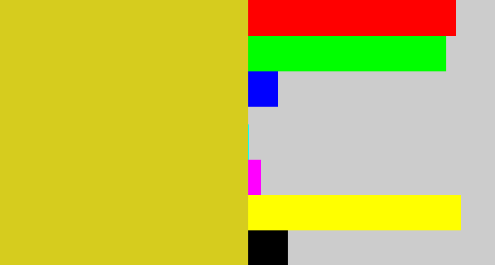 Hex color #d6cc1e - piss yellow