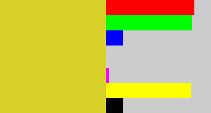 Hex color #d6d028 - piss yellow