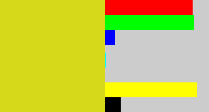 Hex color #d6d81a - piss yellow