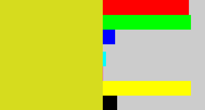 Hex color #d6dc1e - piss yellow