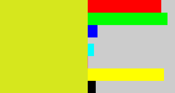 Hex color #d6e71d - sickly yellow