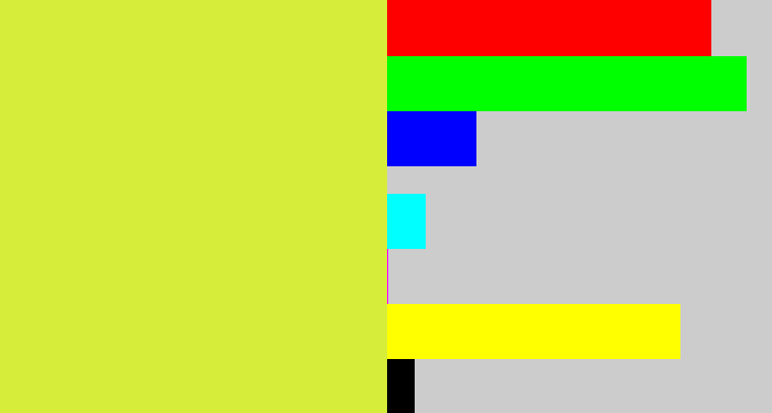 Hex color #d6ed3a - sickly yellow