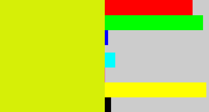 Hex color #d6ef07 - greenish yellow