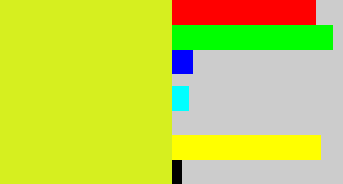 Hex color #d6ef1f - sickly yellow