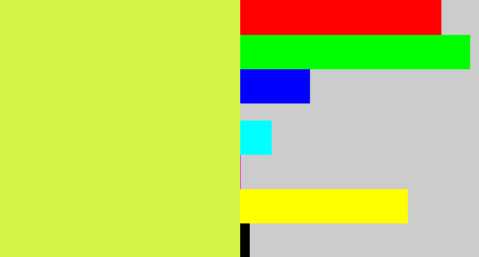 Hex color #d6f54a - yellow/green