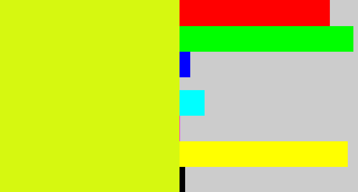 Hex color #d6f810 - lime yellow