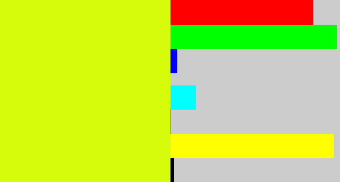 Hex color #d6fb0b - neon yellow