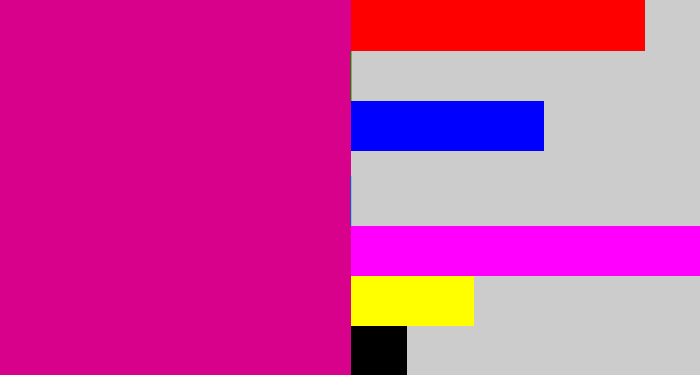 Hex color #d7018b - magenta