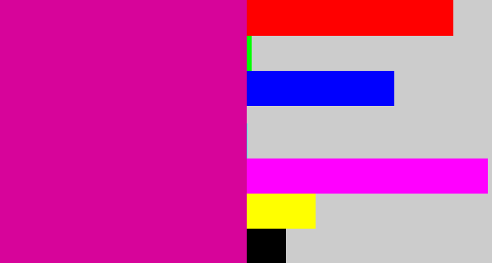 Hex color #d7049a - neon pink