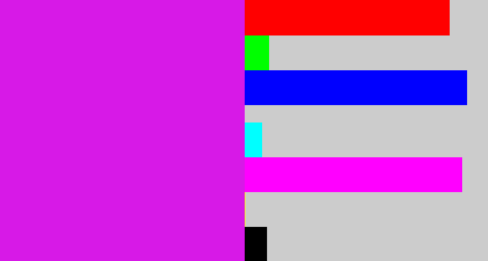 Hex color #d719e7 - purple/pink