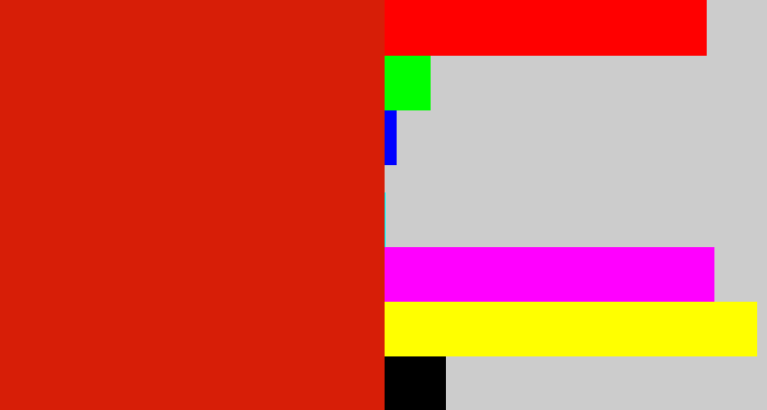 Hex color #d71e07 - tomato red