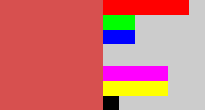 Hex color #d7504f - pale red