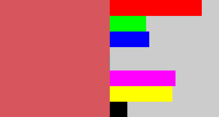 Hex color #d7555c - pastel red