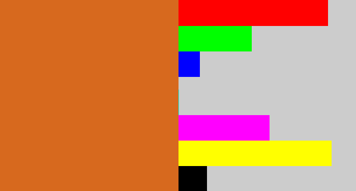 Hex color #d7691e - brownish orange