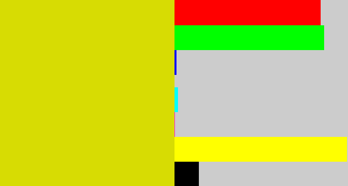 Hex color #d7dc03 - piss yellow