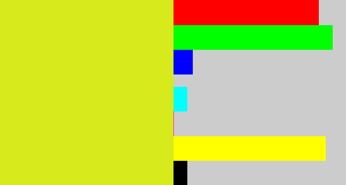 Hex color #d7ea1c - sickly yellow